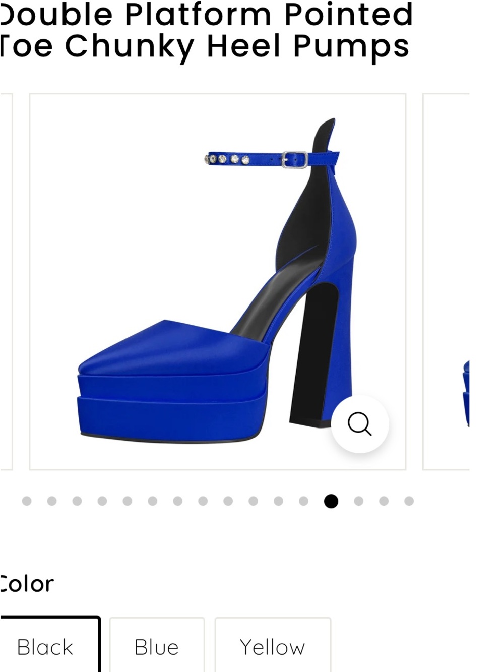 Bold Blue Pointed Toe Platform Pumps with Studded Ankle Strap